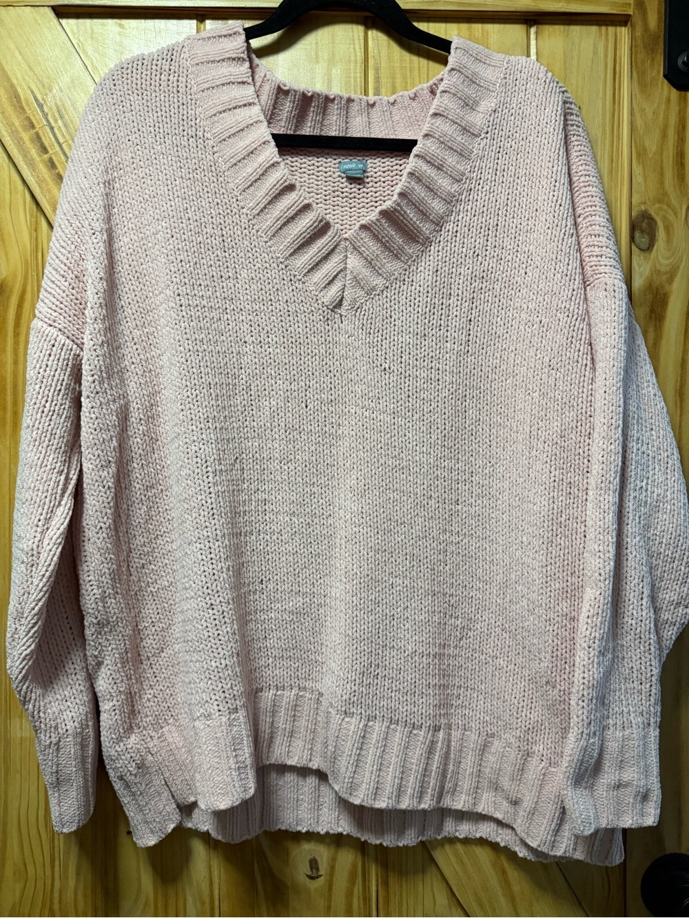 aerie Pale Pink V-Neck Knit Sweater
